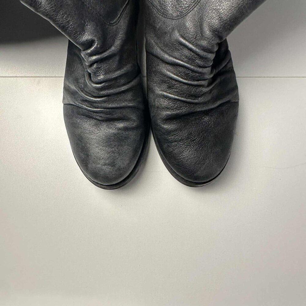 Zigi Soho “Mixer” Distressed Dark Grey Leather Tall Boots – Size 9 - Picture 10 of 13